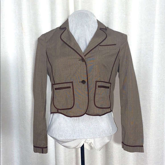Plaid BCBG Jacket w/Piping Detail - Picture 1 of 7